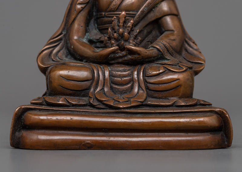 Oxidized Copper Small Gampopa Statue | Beacon of Buddhist Teachings