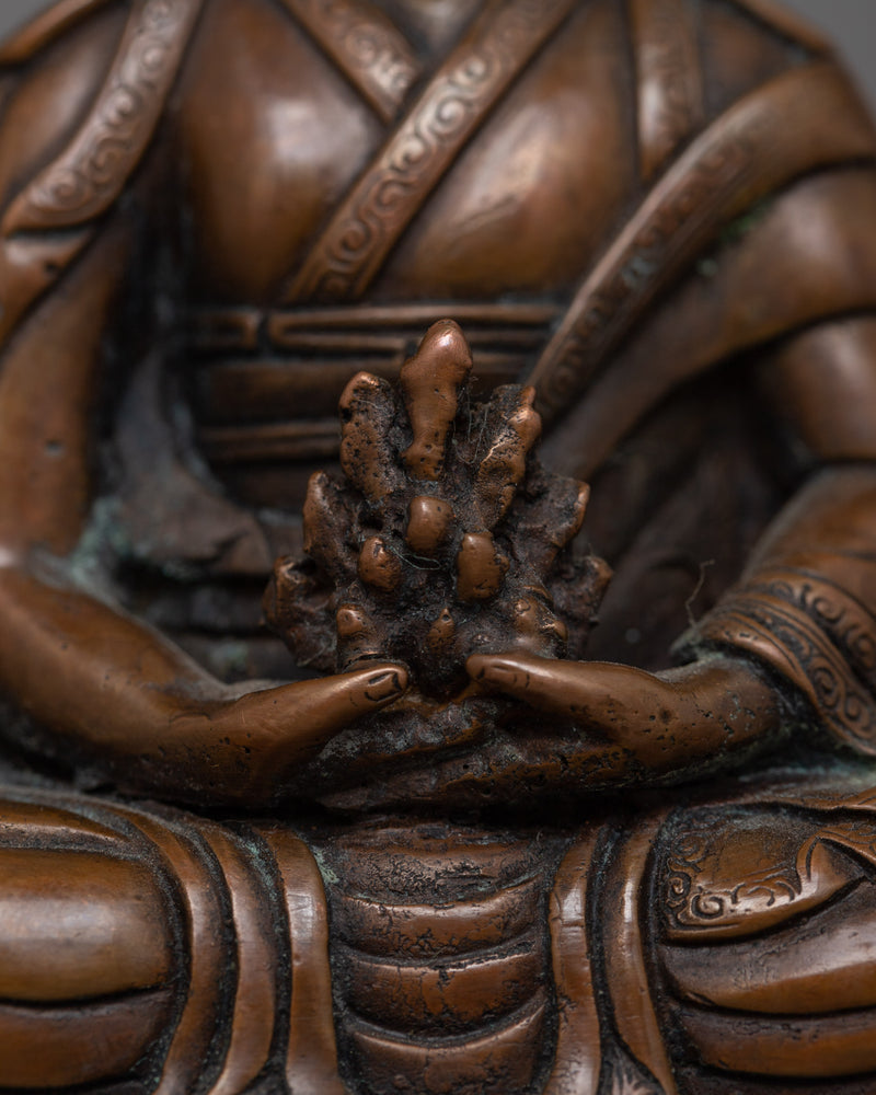 Oxidized Copper Small Gampopa Statue | Beacon of Buddhist Teachings