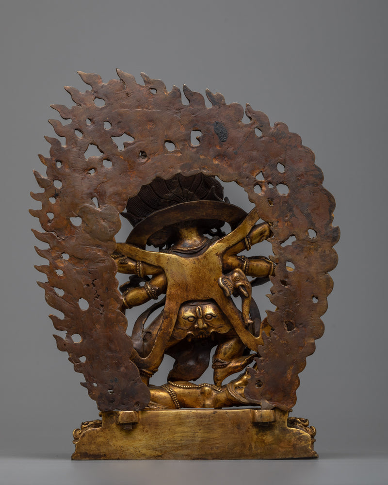 Six Armed Mahakala Antique Finish Statue 