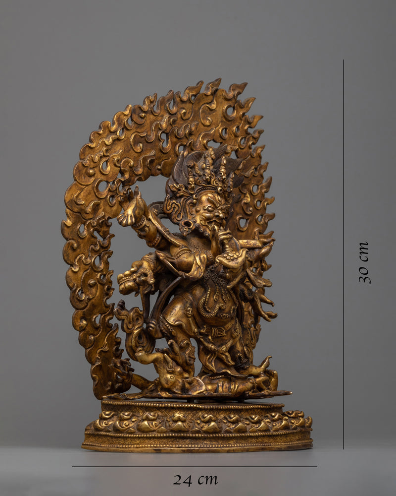 Six Armed Mahakala Antique Finish Statue 