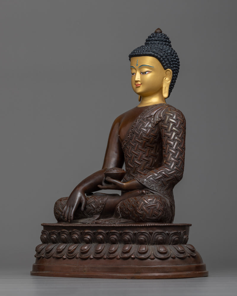 11 Inch Shakyamuni Buddha Statue | Gold Face Painted Sculpture