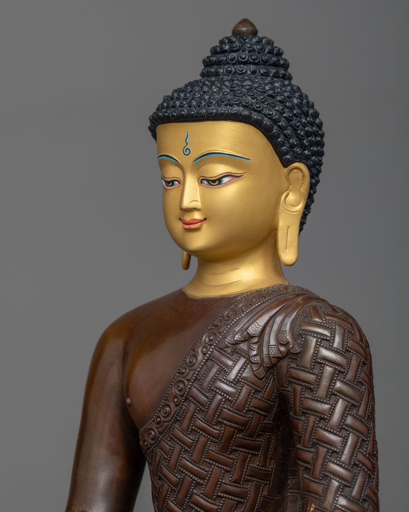 11 Inch Shakyamuni Buddha Statue | Gold Face Painted Sculpture