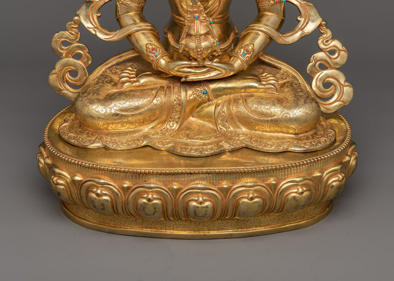 Amitayus Buddha Golden Statue | 19.6 Inch Figure Buddha of Pure Land Buddhism.