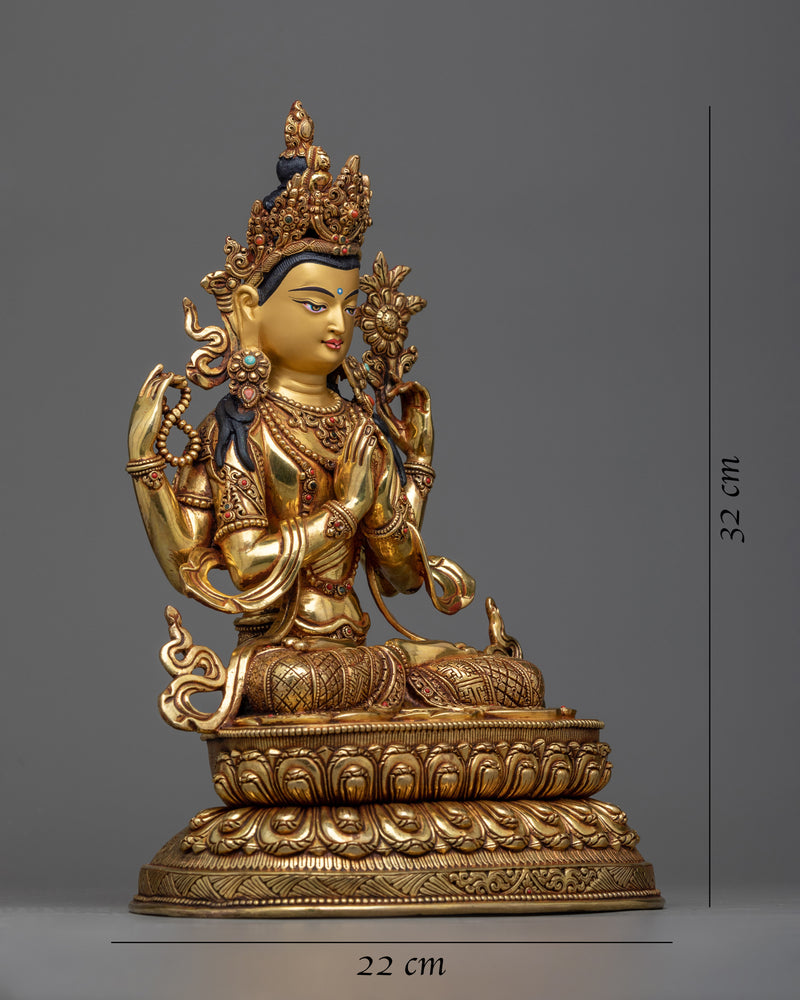 Chenrezig 12.5 Inches Statue | High-Quality Sculpture of Compassionate Deity