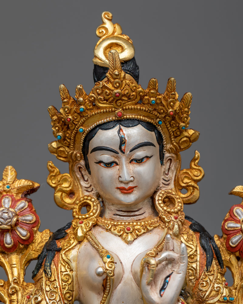 23cm White Tara Statue | Mother of Healing and Compassion