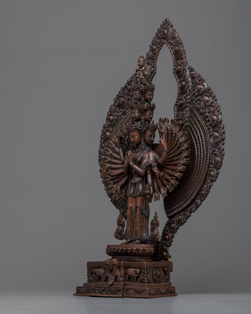 1000 Arm Chenrezig Sculpture | Handmade in Copper Compassionate Bodhisattva