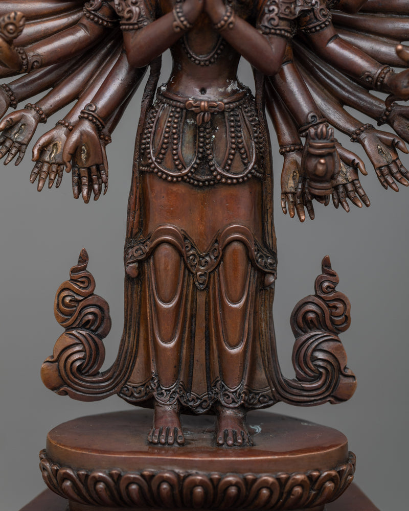 1000 Arm Chenrezig Sculpture | Handmade in Copper Compassionate Bodhisattva