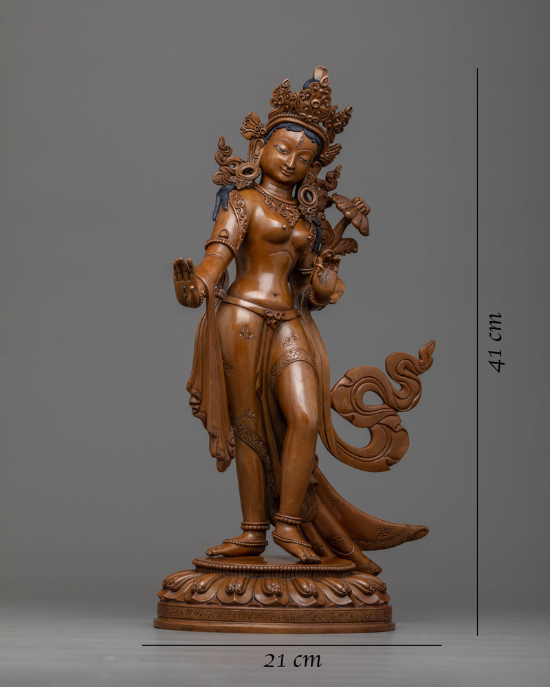 Standing Bodhisattva Statue, White Tara | Gold Gilded Female Bodhisattva Sculpture