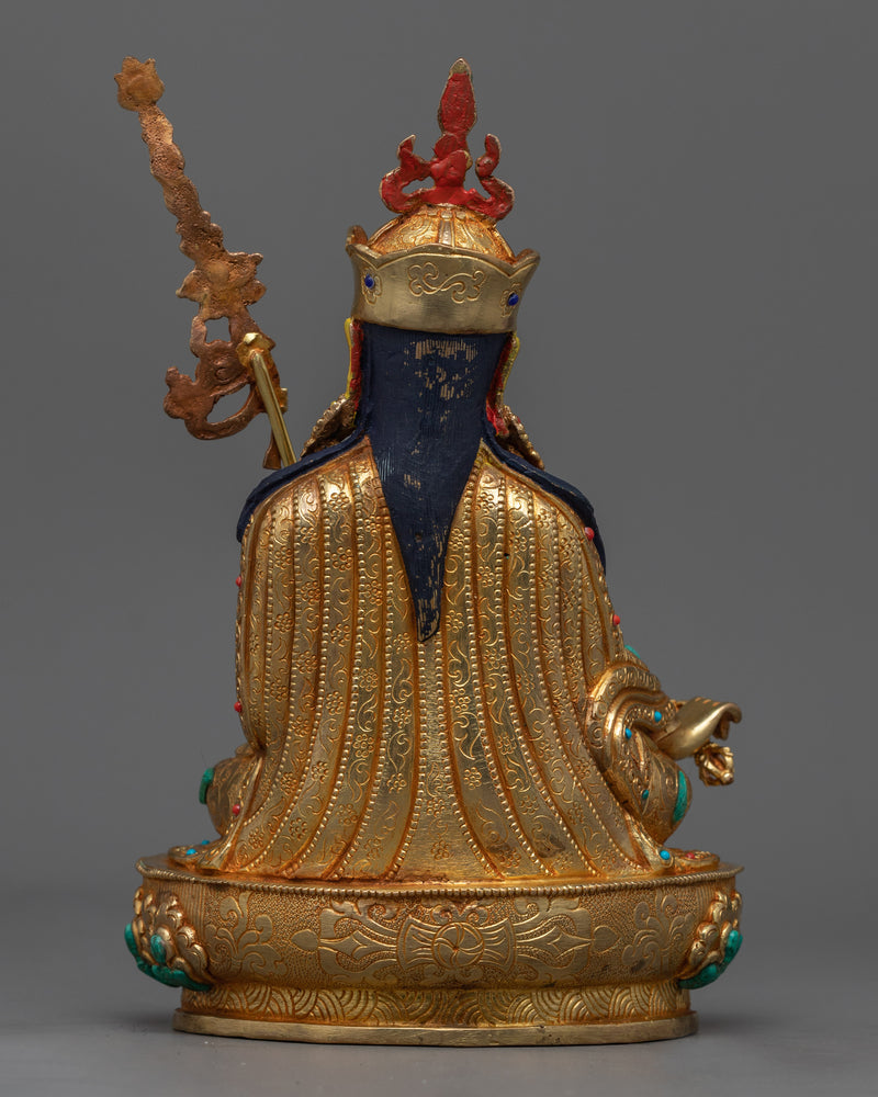 Radiant Guru Rinpoche: Meditation Masterpiece | 24k Gold Gilded Sculpture