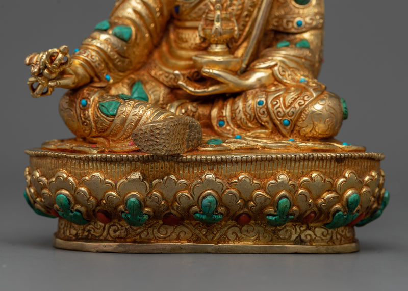 Radiant Guru Rinpoche: Meditation Masterpiece | 24k Gold Gilded Sculpture