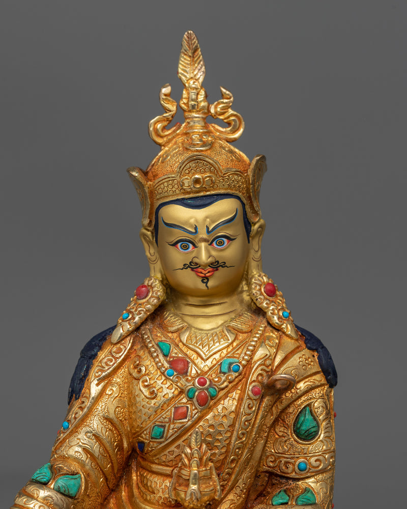 Radiant Guru Rinpoche: Meditation Masterpiece | 24k Gold Gilded Sculpture