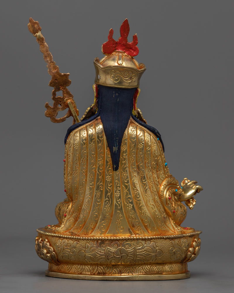 Enigmatic Guru Rinpoche Art | Spiritual Elegance Gold Gilded Statue