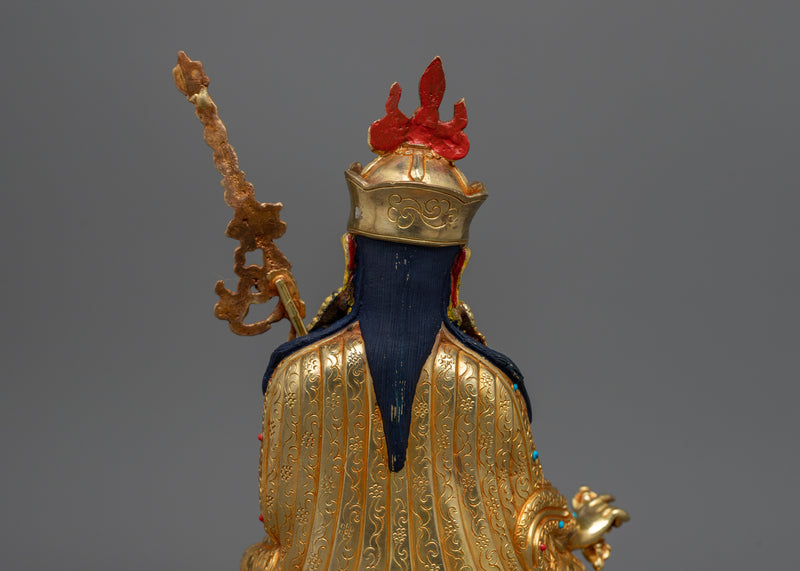 Enigmatic Guru Rinpoche Art | Spiritual Elegance Gold Gilded Statue