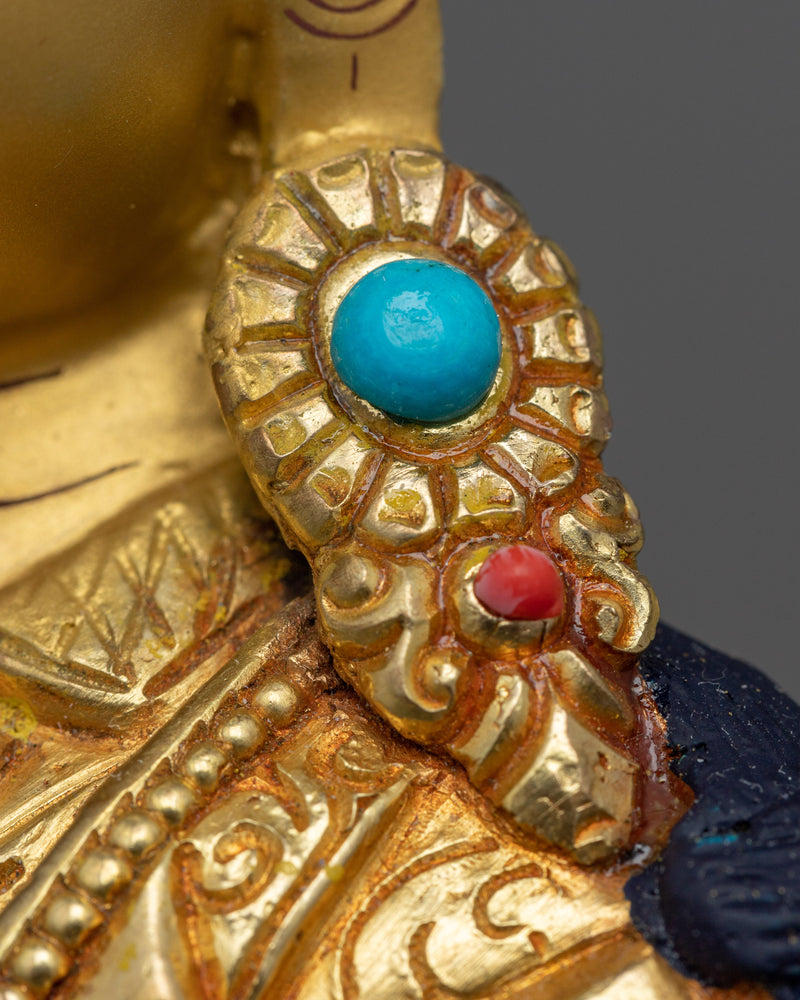 Enigmatic Guru Rinpoche Art | Spiritual Elegance Gold Gilded Statue