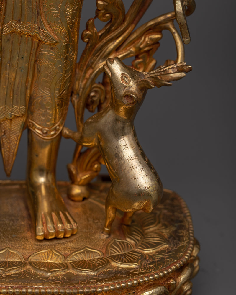 Standing Chenrezig Gold Statue | 24k Gold Gilded Fine Asian Art