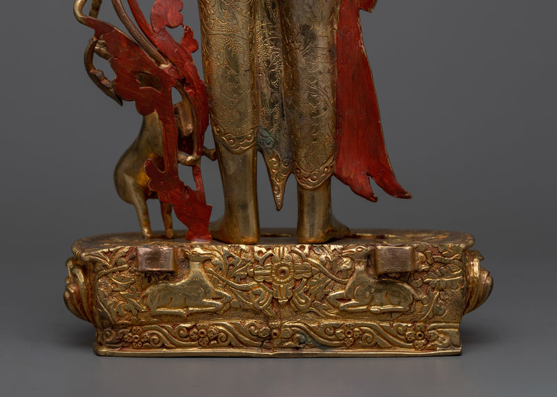 Standing Chenrezig Gold Statue | 24k Gold Gilded Fine Asian Art