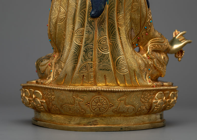 14 Inch Guru Rinpoche Statue | 24k Gold Gilded Fine Art of Lotus Born Master