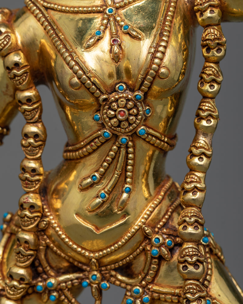 Exquisite Vajrayogini Ucheyma Statue | 24k Gold Gilded Nepalese Sculpture