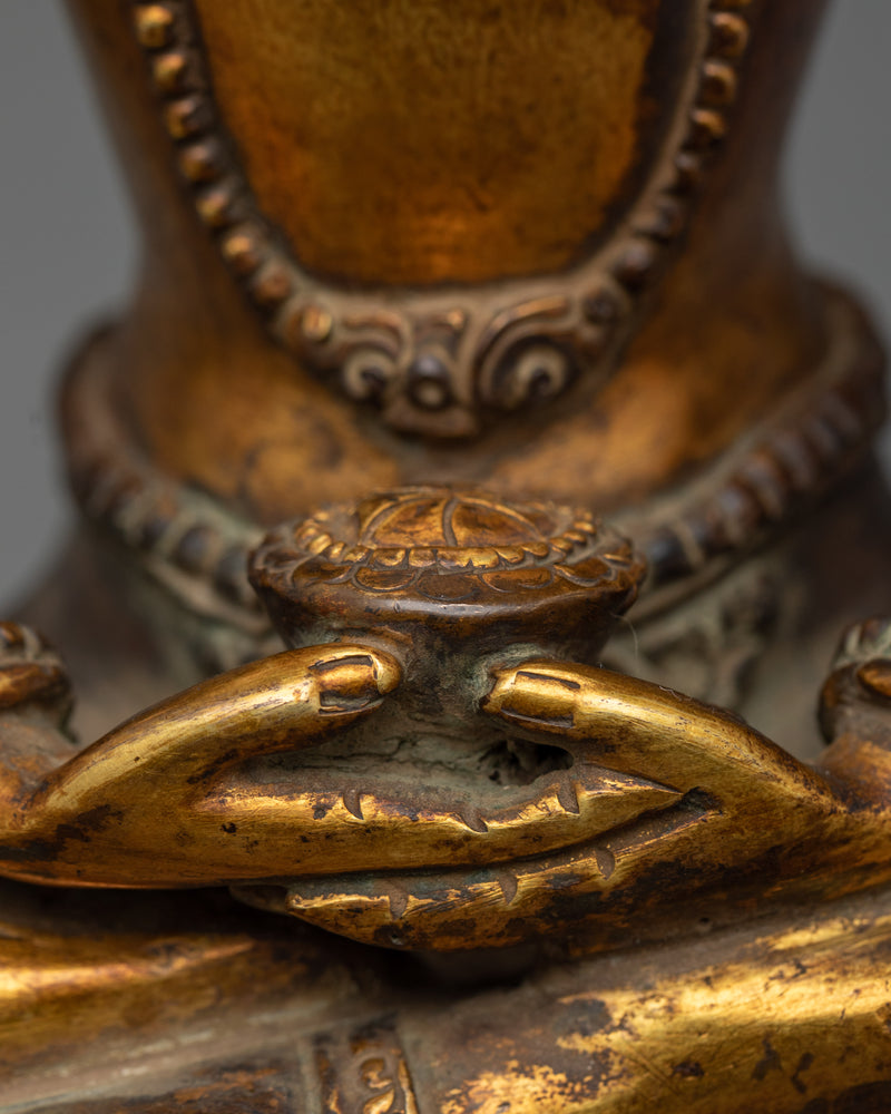 Explore Celestial Peace with Crown Amitabha Buddha | Timeless Antique-Finished Masterpiece