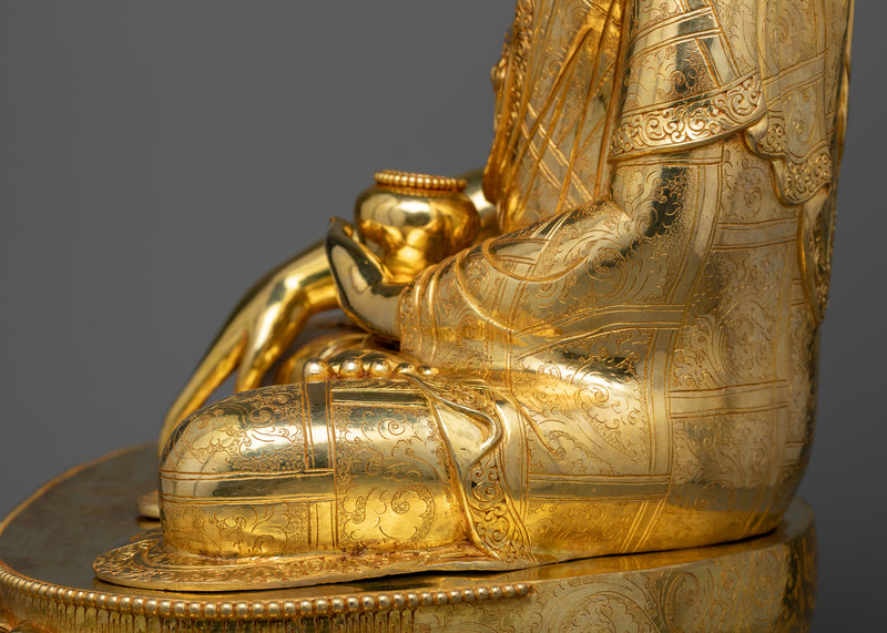 Shakyamuni Buddha 60cm Height Statue | Meditative Buddha Sculpture | 24k Gold Gilded