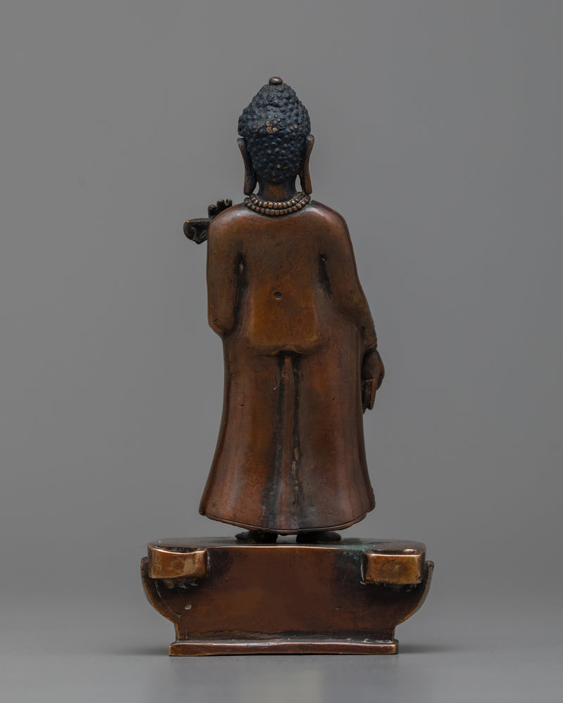 Standing Dipankara Buddha Statue | Handmade in Oxidized Copper Body Artwork | Buddha of Past