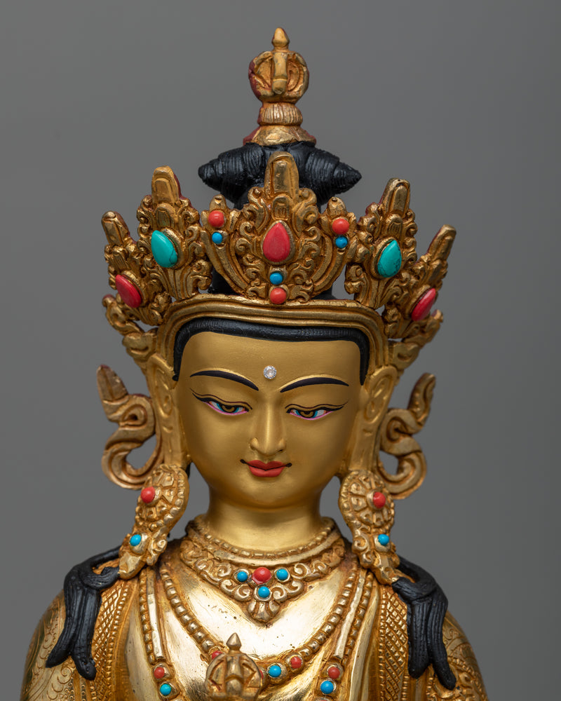 Vajrasattva Statue for Shrine Decor | 24k Gold Gilded artwork