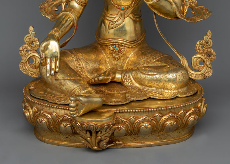 Green Tara Golden Statue | Emanation of Swift Compassion