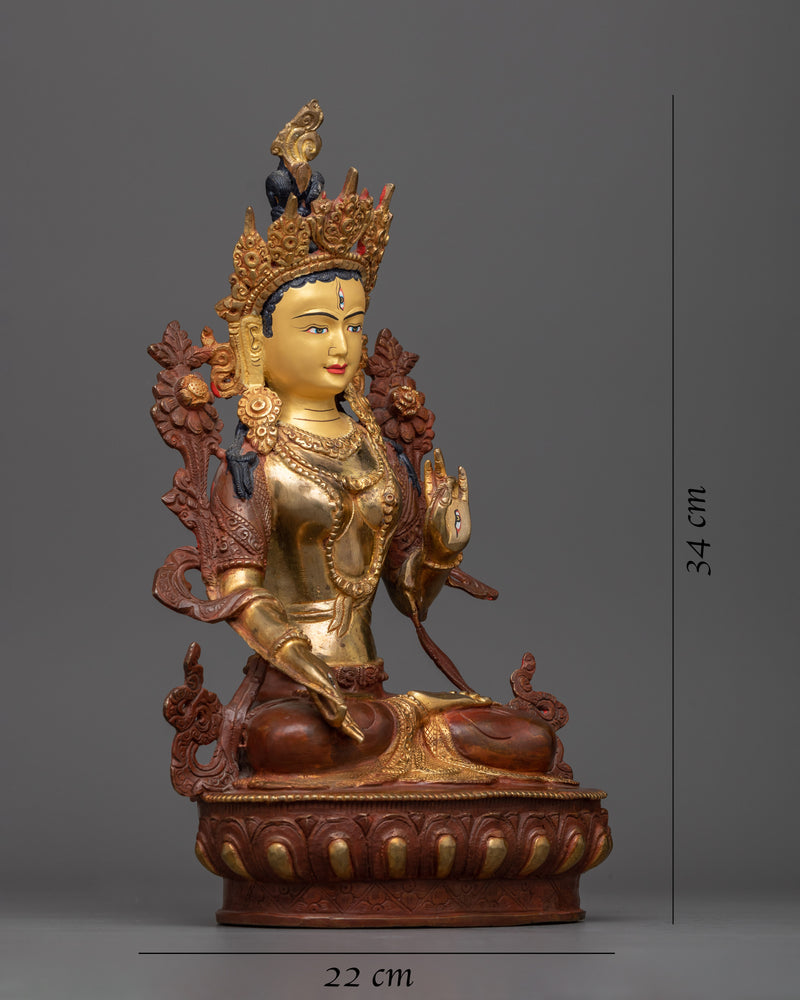 golden white tara statue 