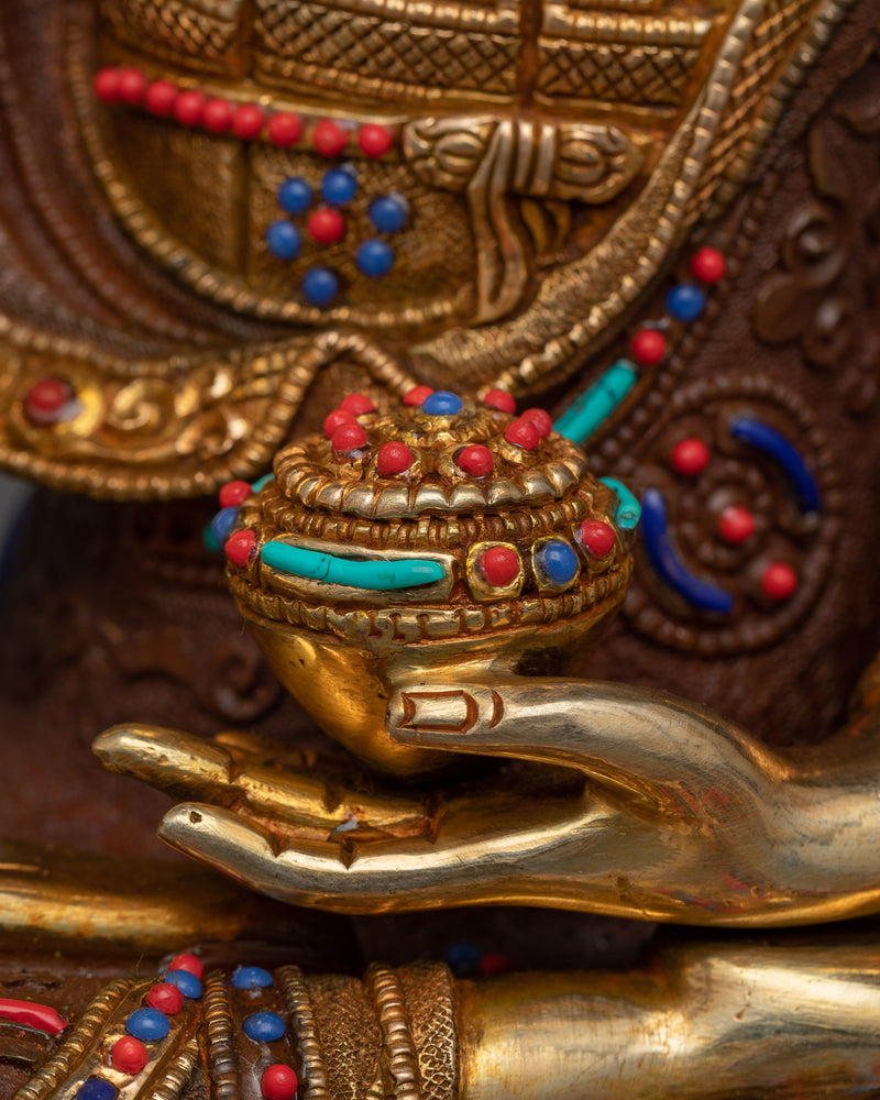 The Shakyamuni Buddha Sculpture for Shrine | 24K Gold Gilded Statues from Nepal