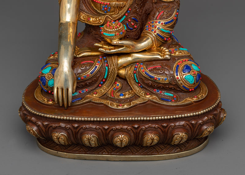 The Shakyamuni Buddha Sculpture for Shrine | 24K Gold Gilded Statues from Nepal