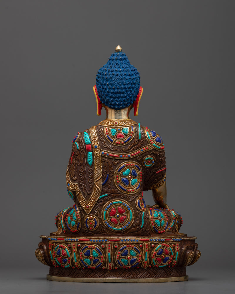 The Shakyamuni Buddha Sculpture for Shrine | 24K Gold Gilded Statues from Nepal