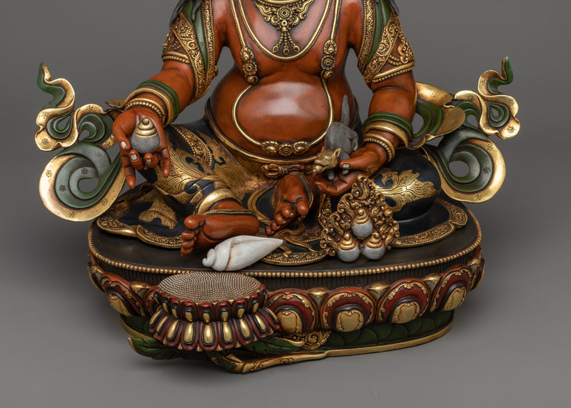 Zambala Statue: Prosperity's Living Embodiment | Painted Nepalese Sculpture