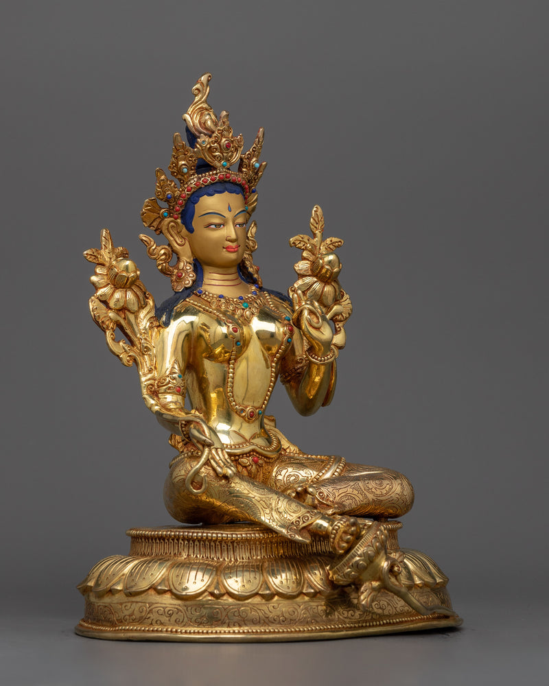 green-tara-golden-statue