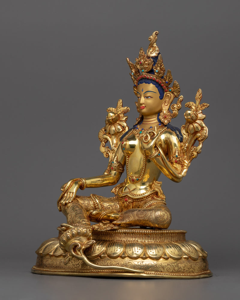 green-tara-golden-statue