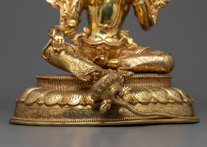 Green Tara Golden Statue | The Enlightened Savior