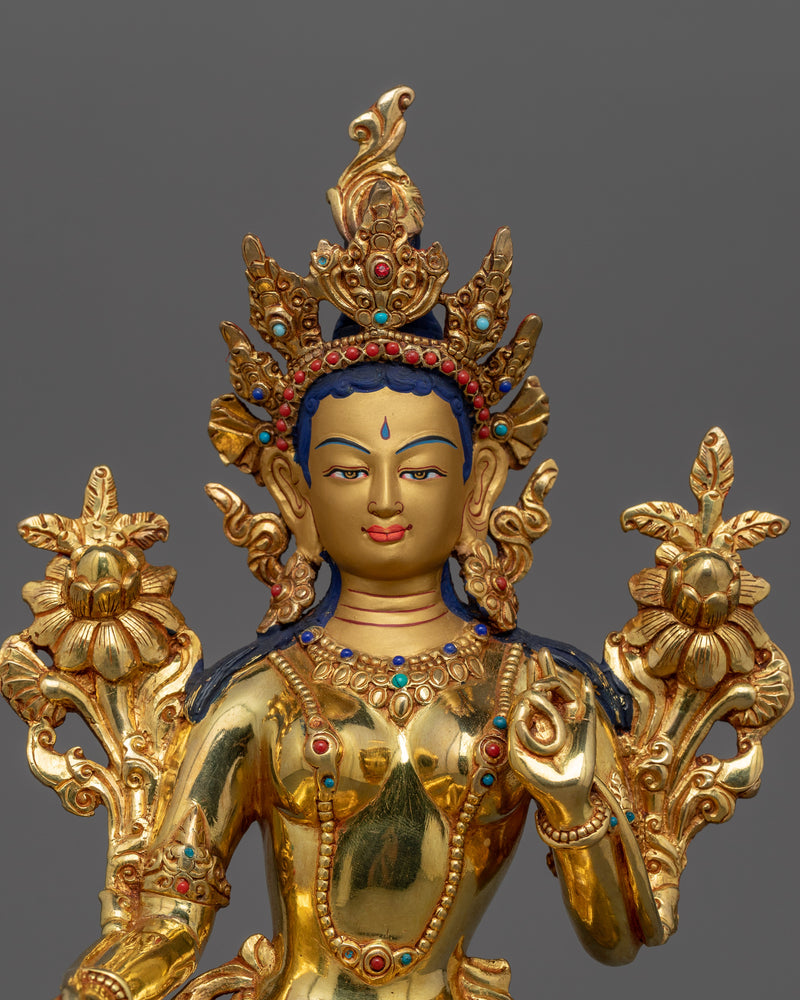 green-tara-golden-statue