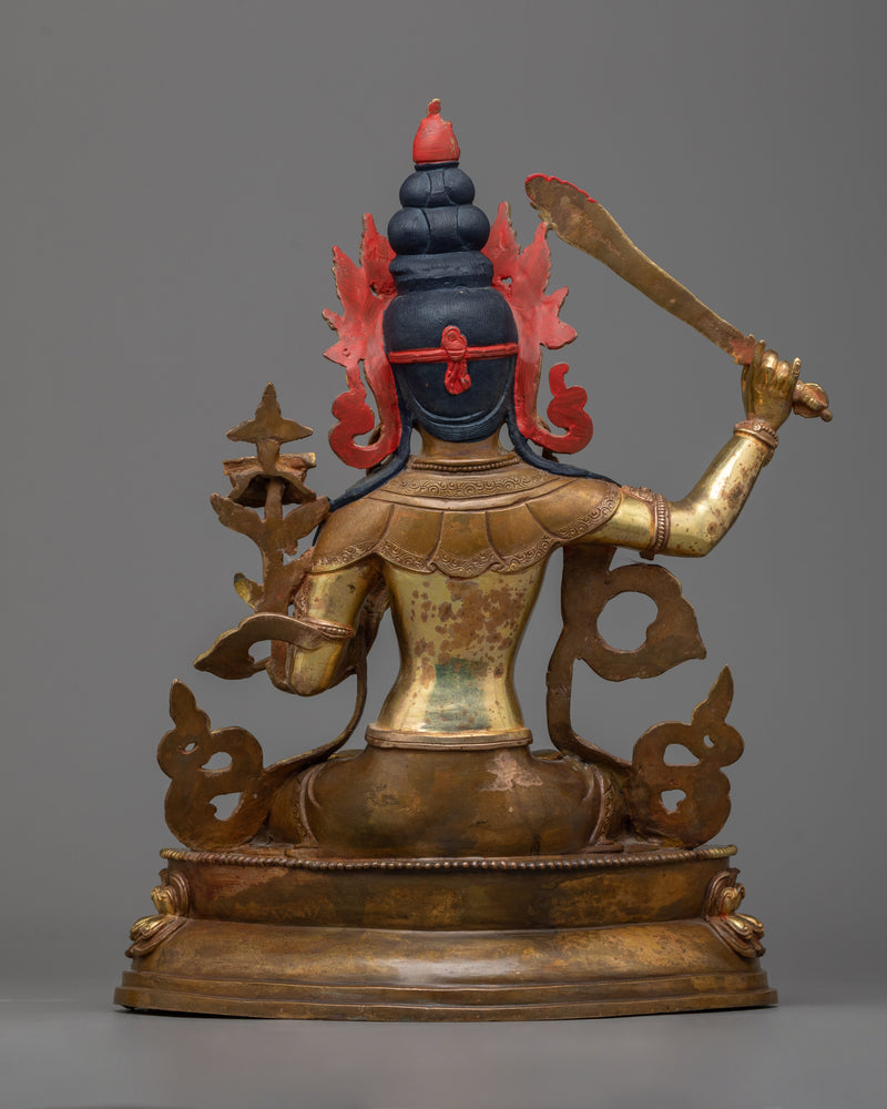 Manjushri Bodhisattva of Wisdom Sculpture | Golden Beacon of Enlightened Insight