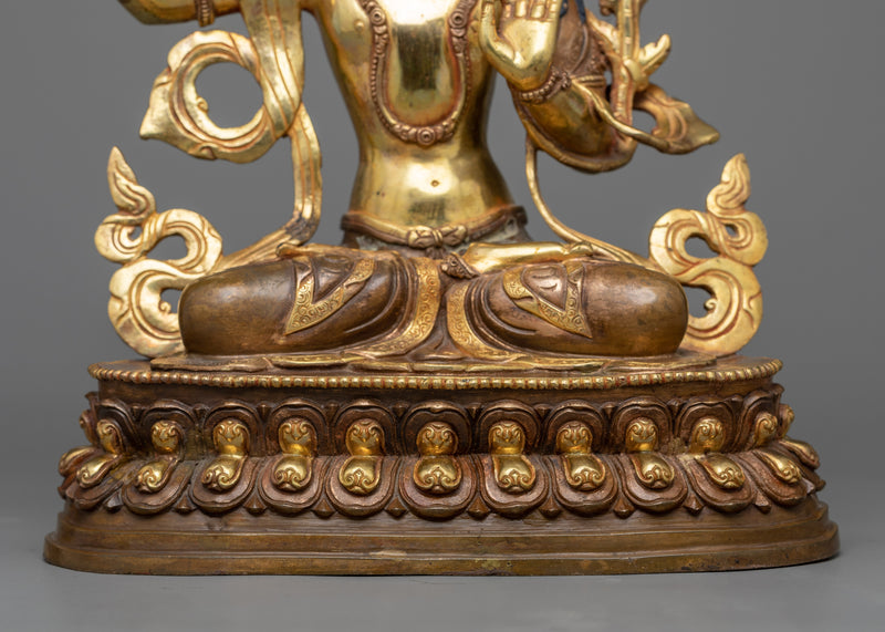 Manjushri Bodhisattva of Wisdom Sculpture | Golden Beacon of Enlightened Insight