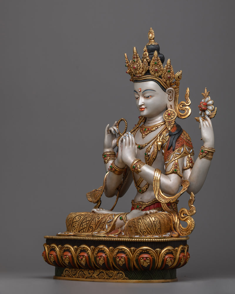 four-arm-chenrezig-painted statue