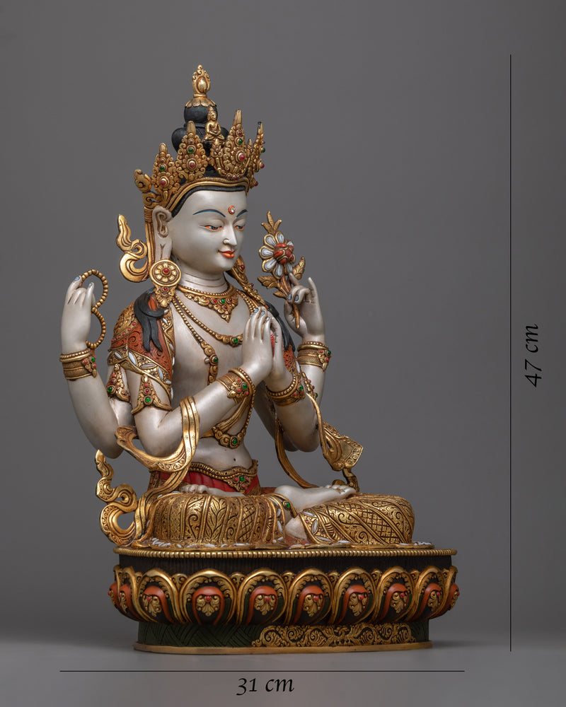 four-arm-chenrezig-painted statue