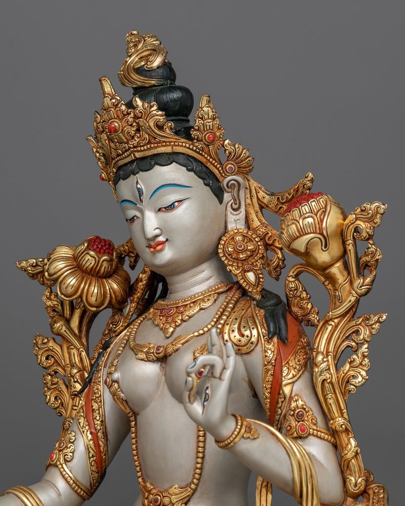 The White Tara Statuette | Embodiment of Purity and Longevity