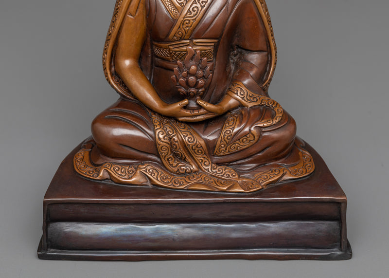 Gampopa Statuette | The Guiding Sage | Oxidized Copper Sculpture