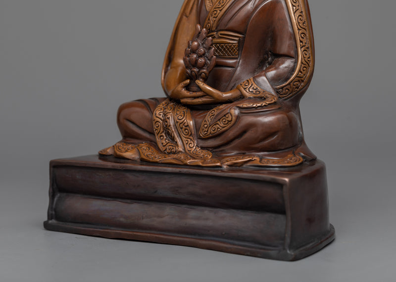 Gampopa Statuette | The Guiding Sage | Oxidized Copper Sculpture