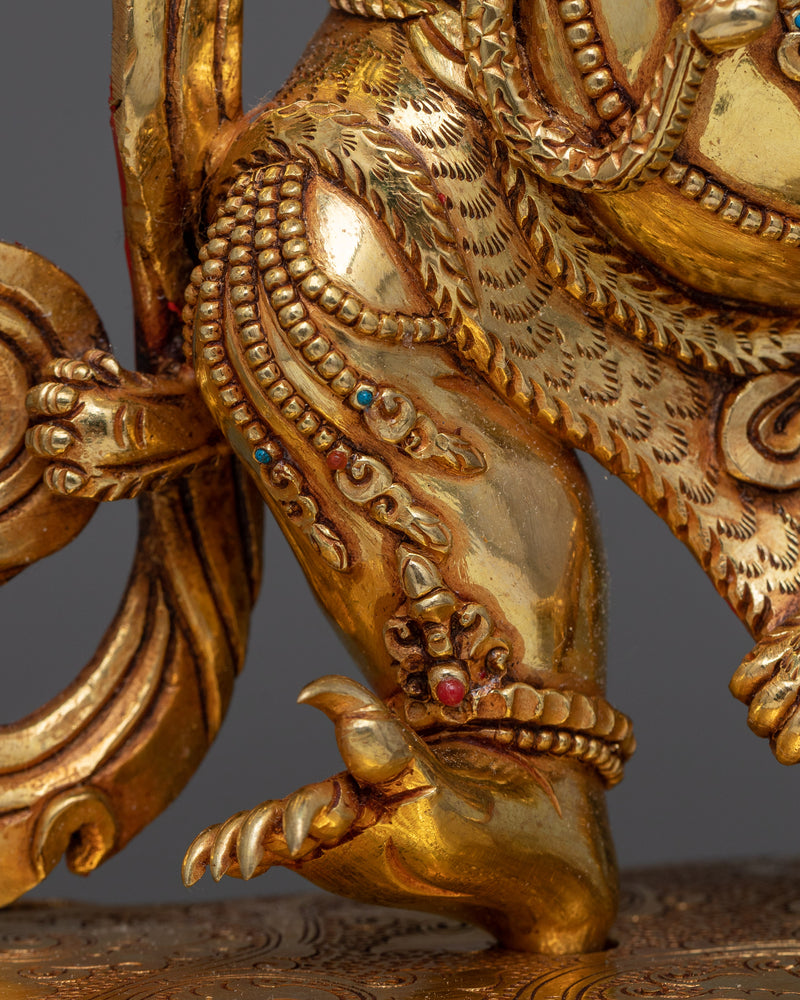 Vajrapani Bodhisattva Statue | Majestic Gold Gilded Shrine Sculpture