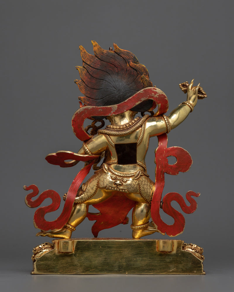 Vajrapani Bodhisattva Statue | Majestic Gold Gilded Shrine Sculpture