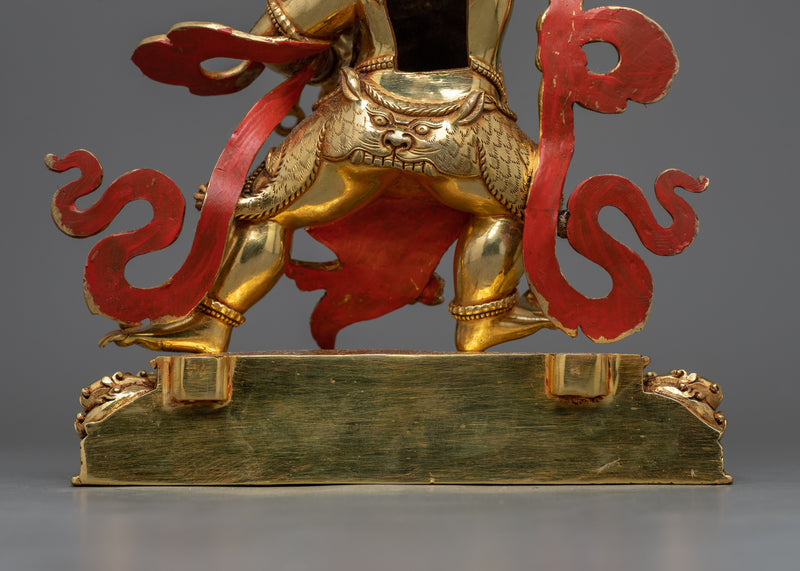 Vajrapani Bodhisattva Statue | Majestic Gold Gilded Shrine Sculpture