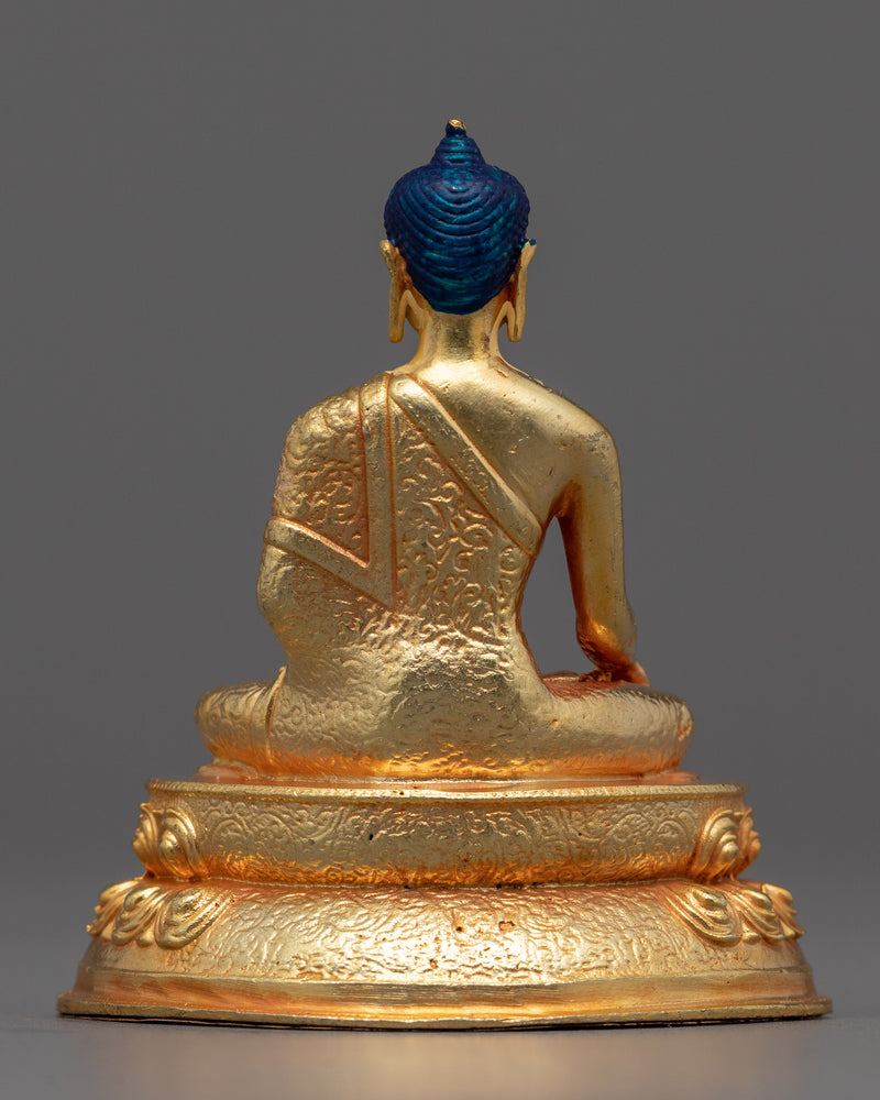 Shakyamuni Buddha Small Sculpture | Miniature Gold-Gilded Machine-Made Copper Statue