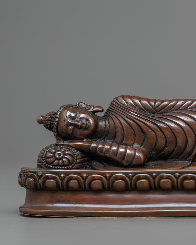 Sleeping Buddha Sculpture | Serene Slumber | Oxidized Copper Statue