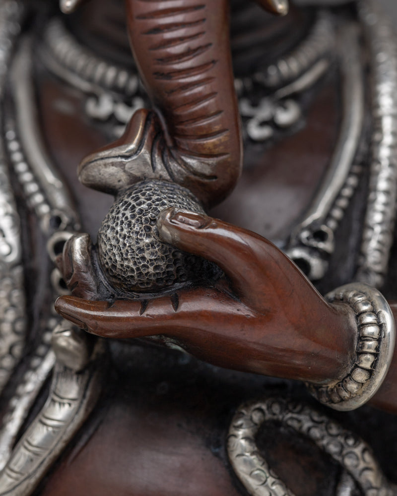 Silver Splendor Ganeshji | Oxidized Copper Statue