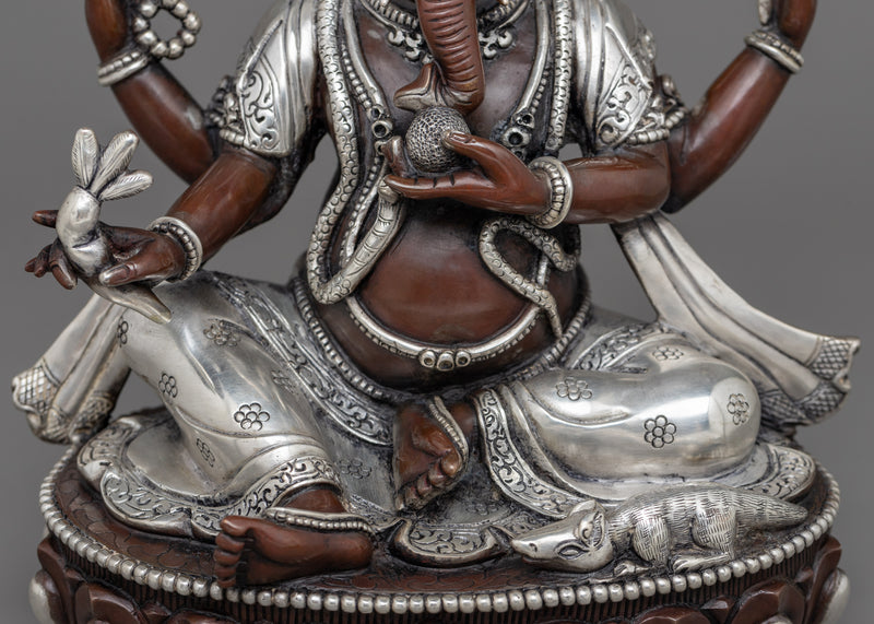 Silver Splendor Ganeshji | Oxidized Copper Statue